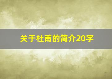 关于杜甫的简介20字