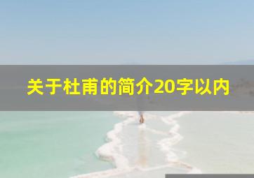 关于杜甫的简介20字以内