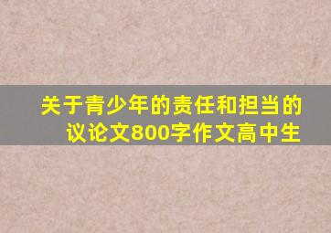 关于青少年的责任和担当的议论文800字作文高中生