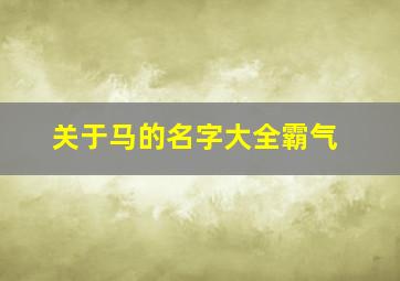 关于马的名字大全霸气