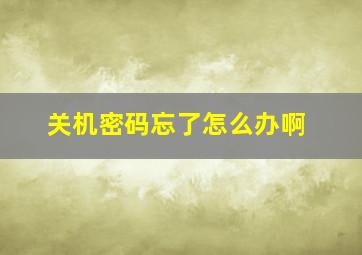 关机密码忘了怎么办啊