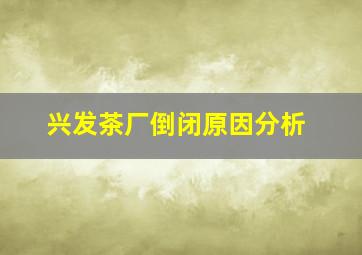 兴发茶厂倒闭原因分析