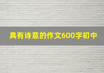 具有诗意的作文600字初中