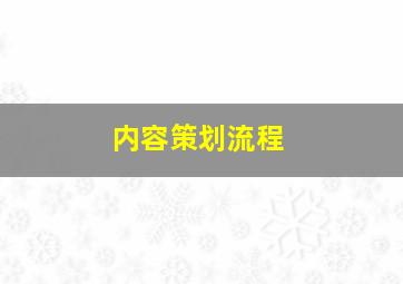 内容策划流程