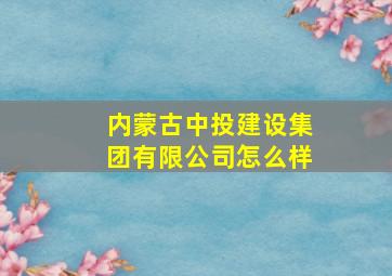 内蒙古中投建设集团有限公司怎么样