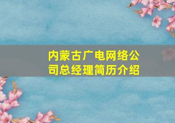 内蒙古广电网络公司总经理简历介绍