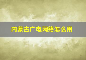 内蒙古广电网络怎么用