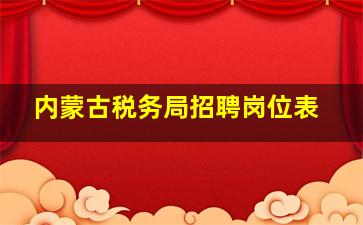 内蒙古税务局招聘岗位表