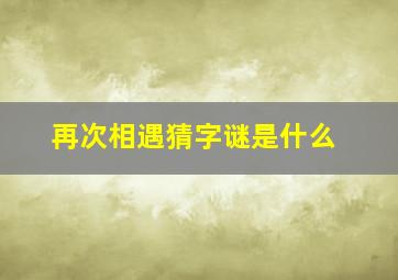 再次相遇猜字谜是什么