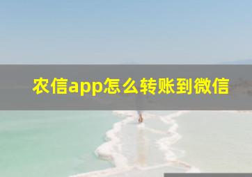 农信app怎么转账到微信