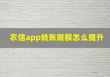 农信app转账限额怎么提升