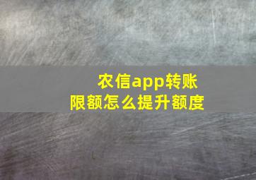 农信app转账限额怎么提升额度