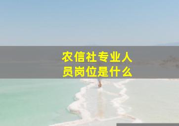 农信社专业人员岗位是什么