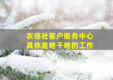 农信社客户服务中心具体是啥干啥的工作