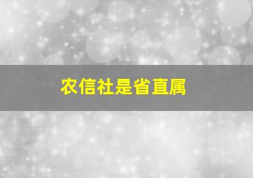 农信社是省直属