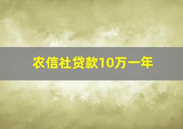 农信社贷款10万一年