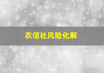 农信社风险化解