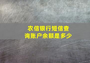 农信银行短信查询账户余额是多少