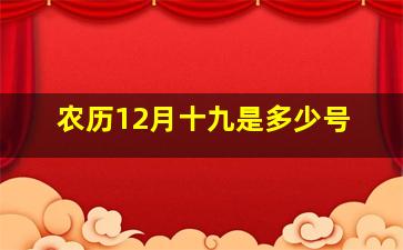 农历12月十九是多少号