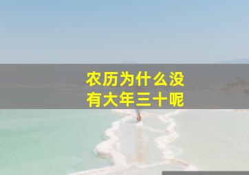 农历为什么没有大年三十呢