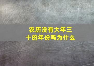 农历没有大年三十的年份吗为什么