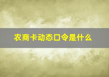 农商卡动态口令是什么