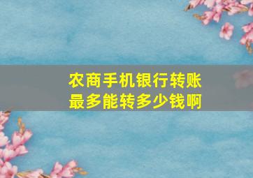 农商手机银行转账最多能转多少钱啊