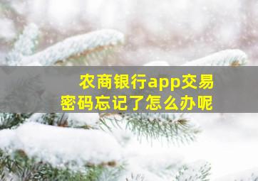 农商银行app交易密码忘记了怎么办呢