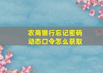 农商银行忘记密码动态口令怎么获取