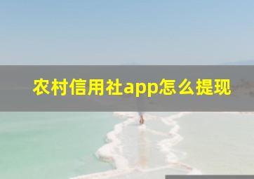 农村信用社app怎么提现