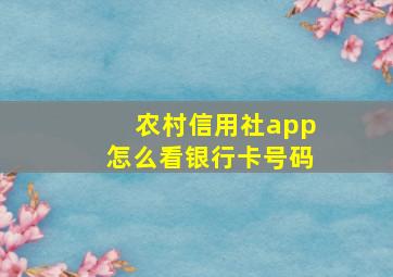 农村信用社app怎么看银行卡号码