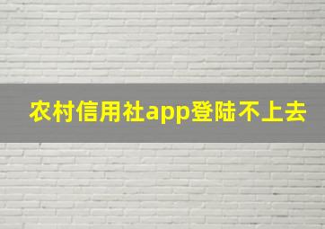 农村信用社app登陆不上去