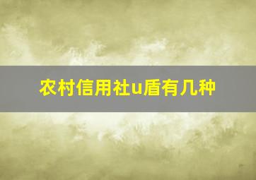 农村信用社u盾有几种