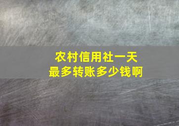 农村信用社一天最多转账多少钱啊