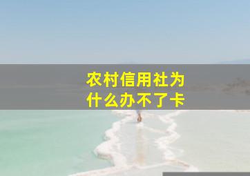 农村信用社为什么办不了卡