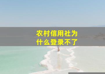 农村信用社为什么登录不了