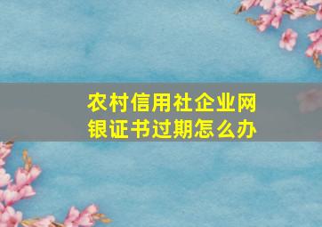 农村信用社企业网银证书过期怎么办