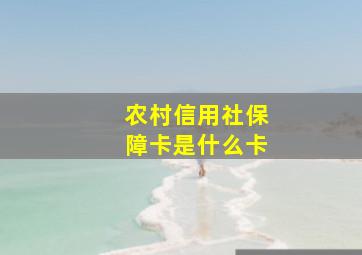 农村信用社保障卡是什么卡