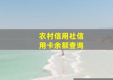 农村信用社信用卡余额查询