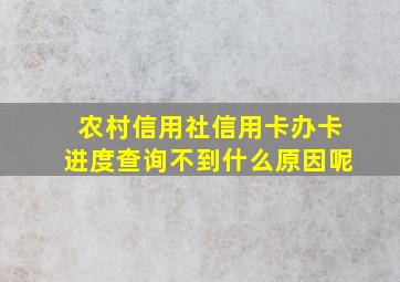 农村信用社信用卡办卡进度查询不到什么原因呢