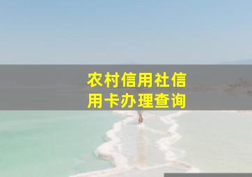 农村信用社信用卡办理查询