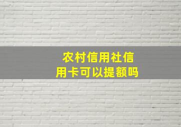 农村信用社信用卡可以提额吗