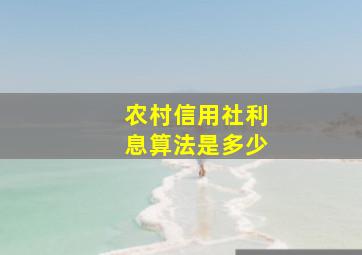 农村信用社利息算法是多少