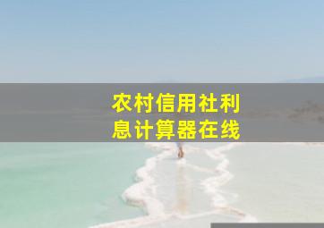 农村信用社利息计算器在线