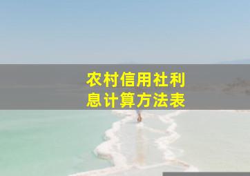 农村信用社利息计算方法表