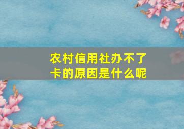 农村信用社办不了卡的原因是什么呢