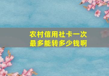 农村信用社卡一次最多能转多少钱啊