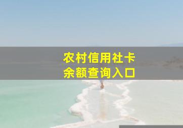 农村信用社卡余额查询入口