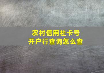 农村信用社卡号开户行查询怎么查