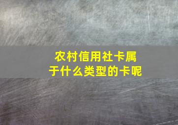 农村信用社卡属于什么类型的卡呢